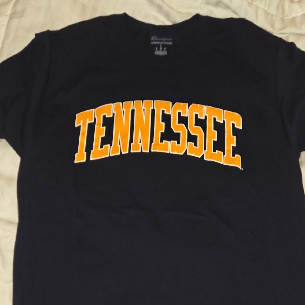 Champion Black Tee with Orange Tennessee Print